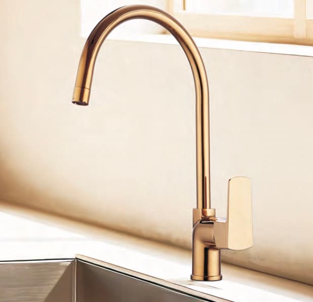 Chrome bathroom faucet running water